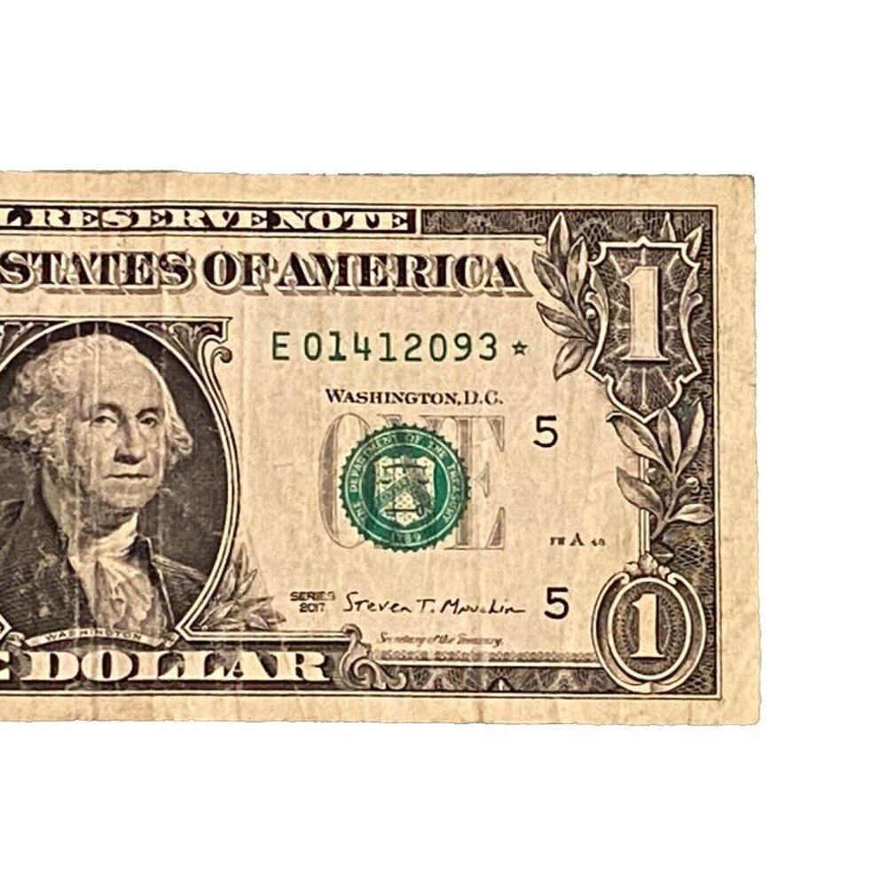 $1 Dollar Star Note - Low Print Run - 250K - Low Serial Number 2017A E 01412093*